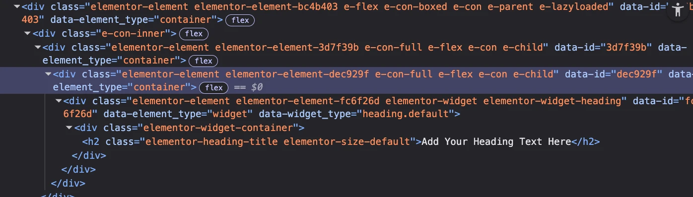 elementor code zonder