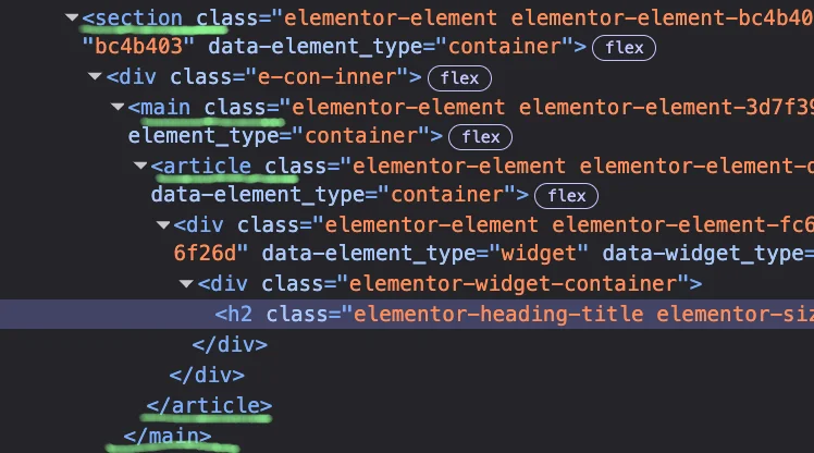 elementor html tag code
