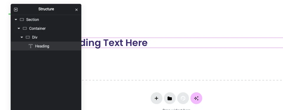 elementor section container div